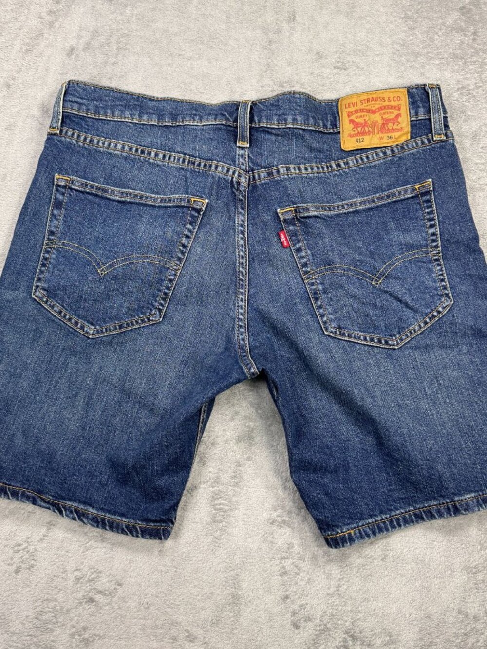 Levis 412 Slim Fit Jean Shorts Mens 36x7.5" Blue Jorts Skater Denim Grunge
